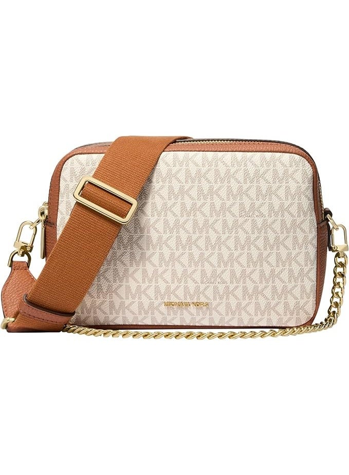 مايكل حقيبة مايكل كورس نسائية كروس بودي بنمط الكاميرا، جلد وPVC بنقشة MK، حزام قابل للتعديل، بسحاب - Image 1